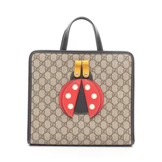 Gucci Beige Multi-Color Pvc Coated Canvas Leather Tote Bag (Pre-Owned)