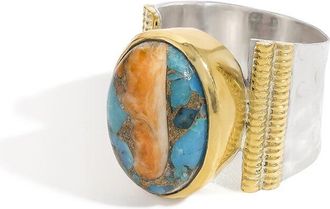 Tiramisu Silver 9.00 Ct. Tw. Oyster Copper Turquoise Statement Ring