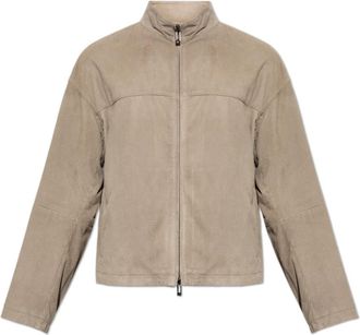 Emporio Armani Leren jas - Heren - Leren en Su&egrave;de Jassen - Beige - XL - Katoen - Jassen