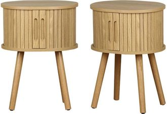 Sweeek Sweeek - Pair of bedside tables with sliding doors, Legacy, Natural, 40x34x54.8 cm