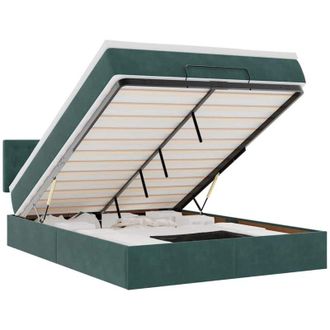 vidaXL Estructura Cama Otomana Colch&oacute;n Terciopelo Verde Oscuro Vidaxl