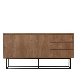 DRAWER Aparador de 2 puertas de madera y metal L140cm - Madera oscura