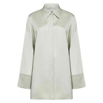 Jil Sander Shirts, female, Green, Size: M Oversized Satin Shirt