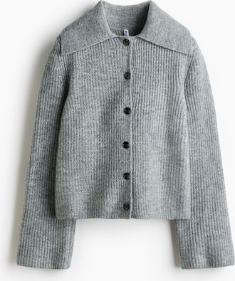 H&M Cardigan in Rippstrick mit Kragen - Grau