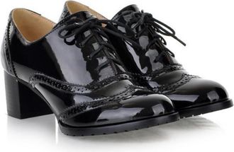 Generic Women Formal Office Brogue Shoes - Lace-Up Block Heel Round Toe Shoes for Work & Occasions,Black,7.5 UK