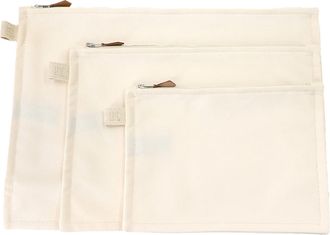 Herm&egrave;s Ivory Cotton Canvas Pouch (Pre-Owned)