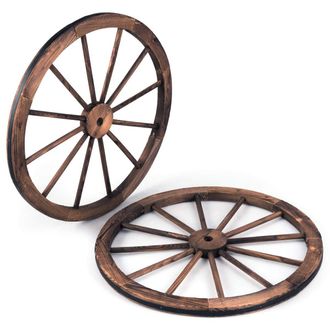 Costway Set Di 2 Ruote Decorative In Legno Vintage Da Giardino, Carrello Ruota Decorazione Del Giardino E Parete, 76 X 76 X 3,5 Cm Legno Di Abete