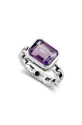 Samuel B. Sterling Silver Emerald Cut Amethyst Ring in Purple at Nordstrom Rack, Size 7