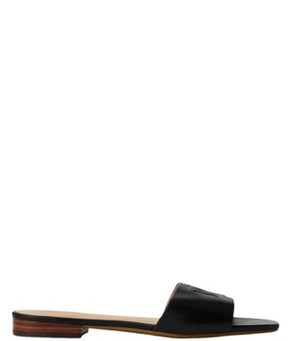 Ralph Lauren Everley Slide Sandals - Black Leather