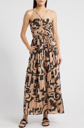 Rails Silvia Geo Print Cutout Maxi Dress in Santorini Sand at Nordstrom, Size X-Large