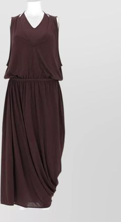Christophe Lemaire draped sleeveless dress elastic waist v neck
