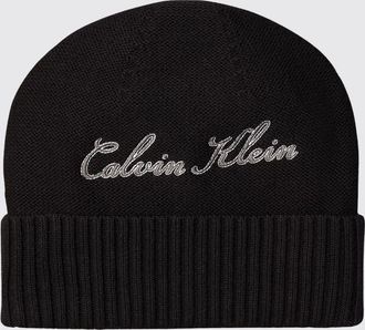 Calvin Klein Berretto beanie in cotone a costine con logo ricamato