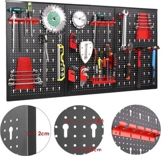 OEM Organizador De Herramientas De Pared, Juego De 17 Ganchos, Soluci&oacute;n De Almacenamiento Vers&aacute;til, Negro Y Rojo