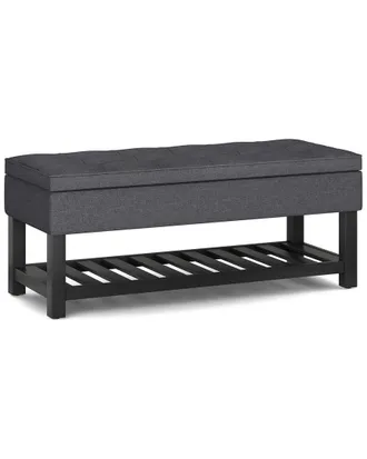 Simpli Home Cosmopolitan 44in Transitional Rectangle Storage Ottoman Bench with Open Bottom