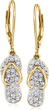 Ross-Simons Diamond Flip Flop Drop Earrings in 18kt Gold Over Sterling