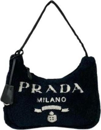 Prada Pre-owned Shoulder Bags, female, Black, Size: ONE SIZE Pre-owned Fabric handbags