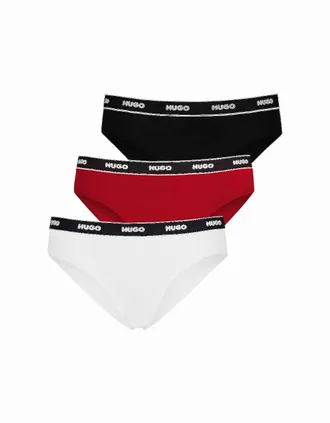 HUGO BOSS Womens 3-Pack Classic Logo Briefs, Black/Red/White - Black/White/Red - Size: 12