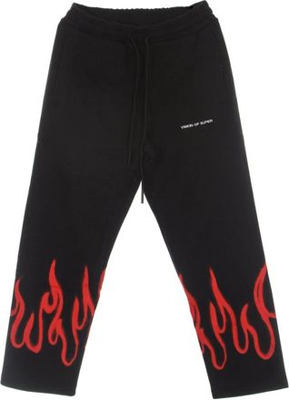 Vision Of Super Vlammen Lichtgewicht Trainingsbroek Zwart/Rood - Heren - Sweatpants - Zwart - XL - Katoen - Broeken