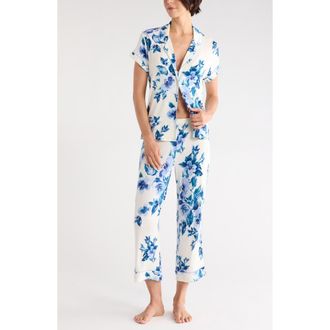 Nordstrom Rack Tranquility Cropped Pajamas in Ivory- Blue S Cherished Blooms at Nordstrom Rack, Size X-Large