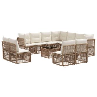 vidaXL Conjunto De Sof&aacute;s De Jard&iacute;n 12 Pcs Beige Rat&aacute;n Sint&eacute;tico Vidaxl
