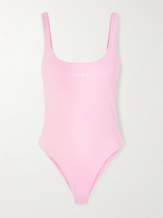 Versace Costume Da Bagno Con Logo Applicato - Rosa