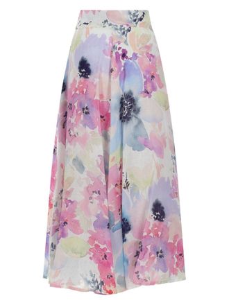 120% Lino Linen Long Skirt - Multicolor