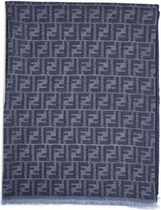 Fendi Scarf Wol Blauw - Heren - Wintersjaals - Blauw - ONE Size - Wol - Accessoires