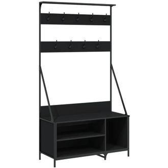 vidaXL Perchero Con Zapatero Negro 100x41x184 Cm Vidaxl