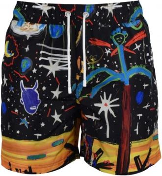 Palm Angels Badmode, Heren, Veelkleurig, M, Polyester, Starry Night Zwemshorts
