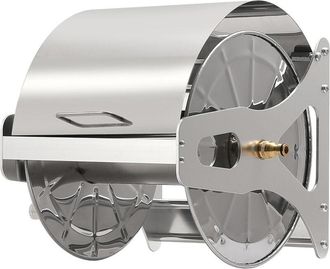 Relaxdays Relaxdays Carrete Para Manguera, Acero Inoxidable, 40 M (1/2), Montaje En Pared, Hbt: 31 X 40 X 36 Cm, Plateado