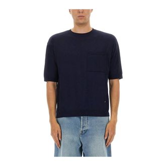 Moschino Truien & Vesten, Heren, Blauw, XL, Wol, Gebreid T-shirt met borstzakje