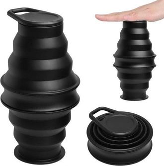 OEM Botella De Agua Plegable De Silicona, 500 Ml, Libre De Bpa, Botella De Agua Deportiva Port&aacute;til Actividades Aire Libre, Camping Viajes (negra)