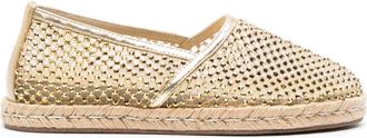 Le Silla Gilda rhinestone-embellished espadrilles - women - Crystal/Polyester/Fabric/Calf Leather/Rubber - 40.5 - Gold