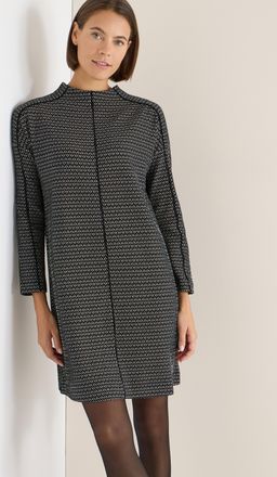 Cecil Strickkleid CECIL, Damen, Gr. XXL (46), N-Gr, schwarz, Jersey, Obermaterial: 77% Baumwolle, 19% Polyester, 4% Elasthan, gemustert, kniefrei, Rundhals,