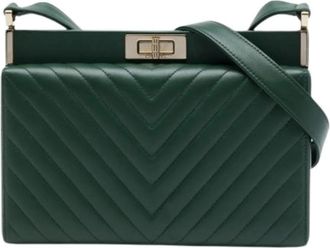 Chanel Pre-owned Vintage Quilted Crossbody Bag - Dames - Vintage Schoudertas - Groen - ONE Size - Leer - Vintage