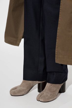 Maison Margiela Suede Heeled Ankle Boots With Tabi Cut-out, Womens, Grey