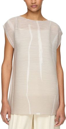 Lafayette 148 New York Printed Plisse Cap Sleeve Blouse