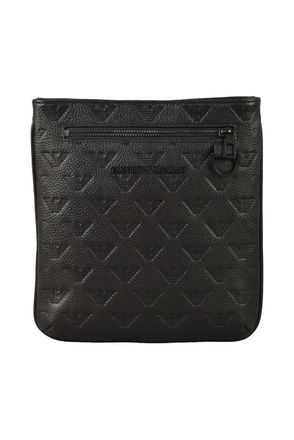 Emporio Armani Flat Crossbody Bag Leather - Black