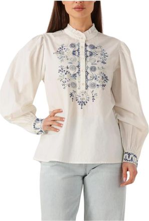 Louizon Overhemden, Dames, Wit, M, Wervelende Blouse voor Zonnige Dagen