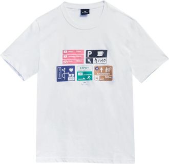 Paul Smith Road Signs T-Shirt - Heren - T-shirts - Wit - XL - Katoen - Tops