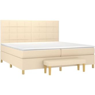 vidaXL Vidaxl - Cama Box Spring Con Colch&oacute;n Tela Color Crema 200x200 Cm