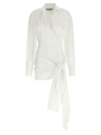 The Attico White Long Sleeves Knot Mini Dress