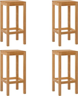 vidaXL Taburete De Bar 4 Uds. Natural Madera De Teca Maciza Vidaxl