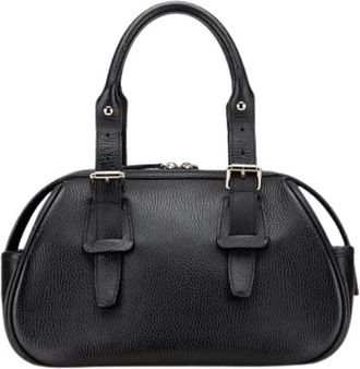 Burberry Pre-owned Handbags, female, Black, Size: ONE SIZE Pre-owned Vintage Leather Travel Bag