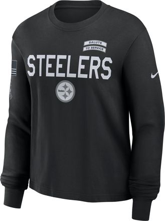 Nike Pittsburgh Steelers Salute to Service Sideline Nike Womens Dri-FIT NFL Long-Sleeve T-Shirt in Black | 02GD00AA2S-ED0