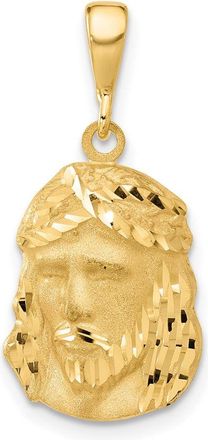 Diamond2Deal 14k Yellow Gold Satin and Diamond-cut Jesus Medal Pendant