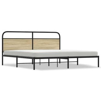 Berkfield Home Metal Bed Frame without Mattress Sonoma Oak 180x200 cm Super King in Brown