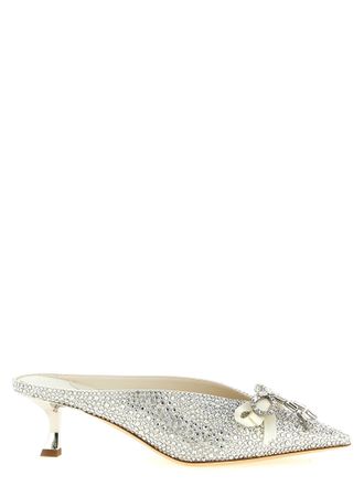Jimmy Choo London Silver Tencel Mid Heel Womens Pumps