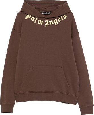 Palm Angels Neck Logo Printed Hoodie