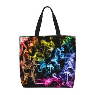 Generic Women Handbag Colorful Smoke Travel Tote Bag Retro Fashion Shopping Bags, For Swim, Gym, Holiday, Daily, School